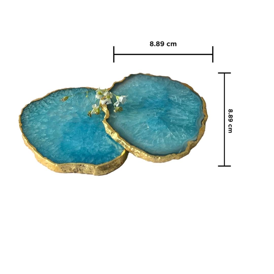 Crystal Agate Coasters with Gold Plating set of 2