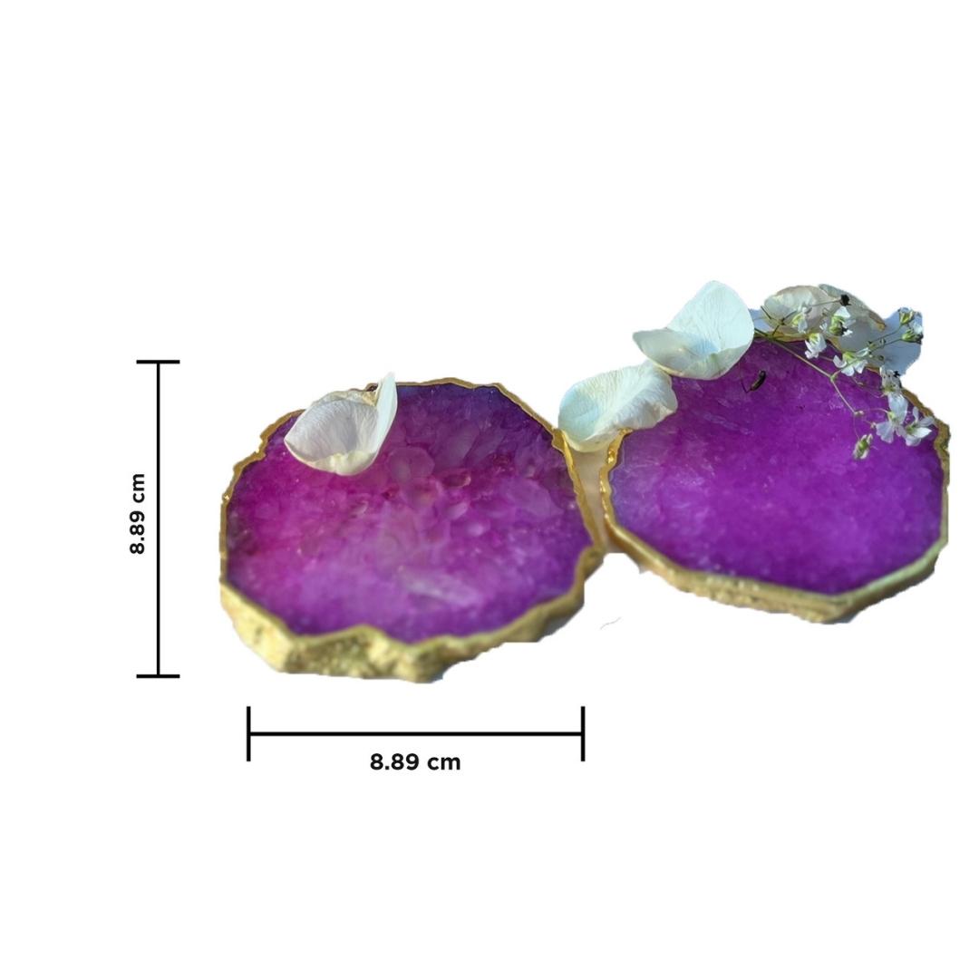 Crystal Agate Coasters with Gold Plating set of 2