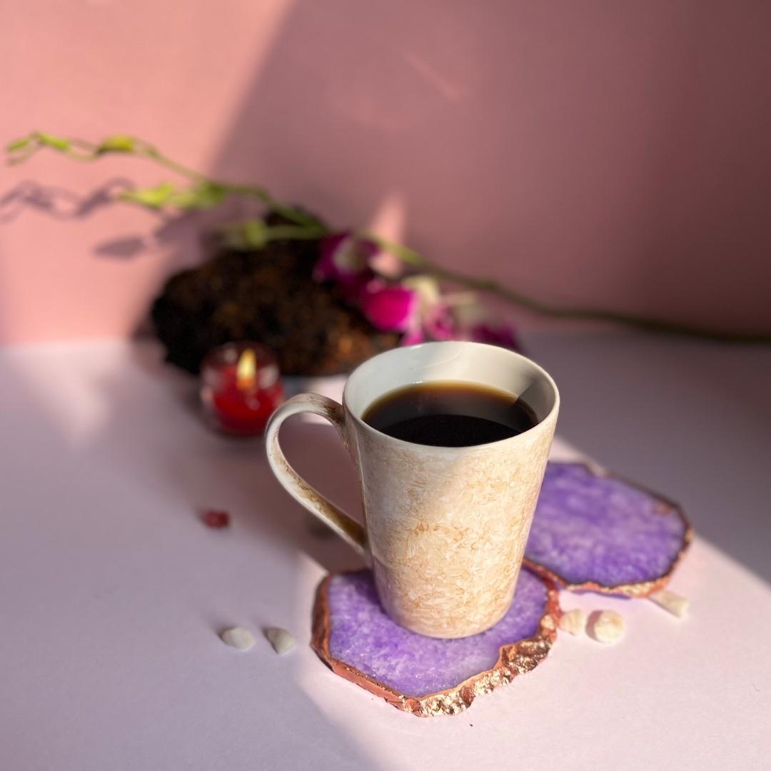 Crystal Agate Coasters with rose gold plating set of 2