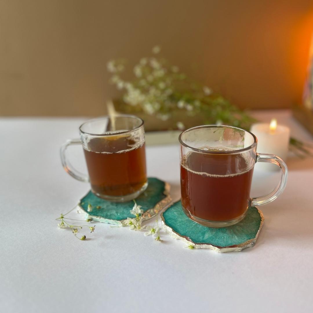 Crystal Agate Coasters with silver plating set of 2