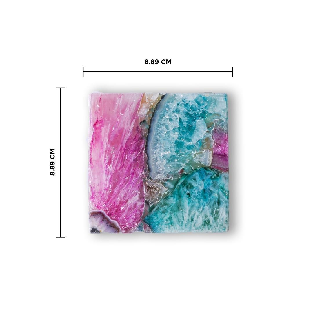 Multicolour Crystal Agate Square Coasters set of 2