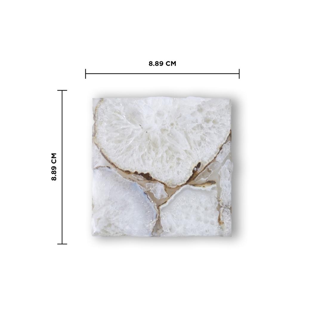 White Crystal Agate Square Coasters set of 2