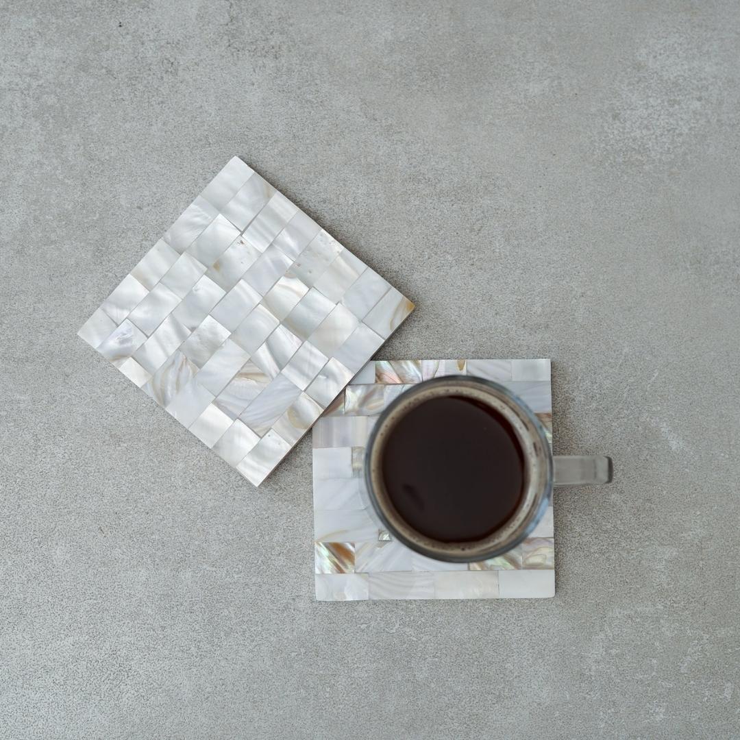 Mother of Pearl Square coasters set of 2