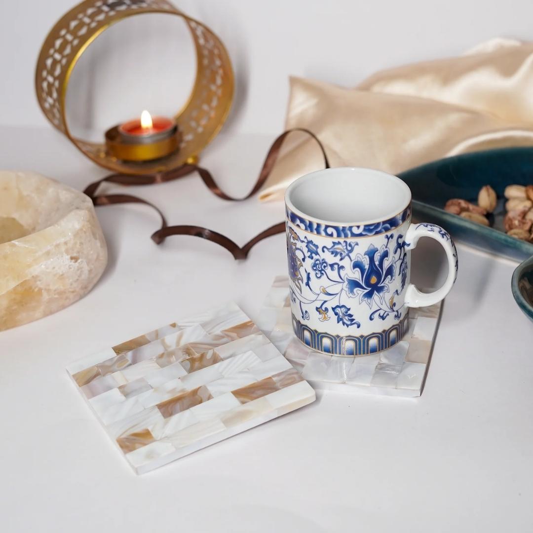 Mother of Pearl Square coasters set of 2