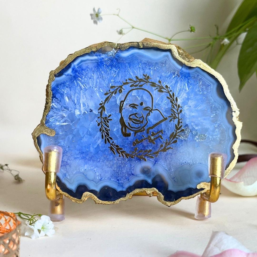 Guru Ji Crystal Agate Metal Frame