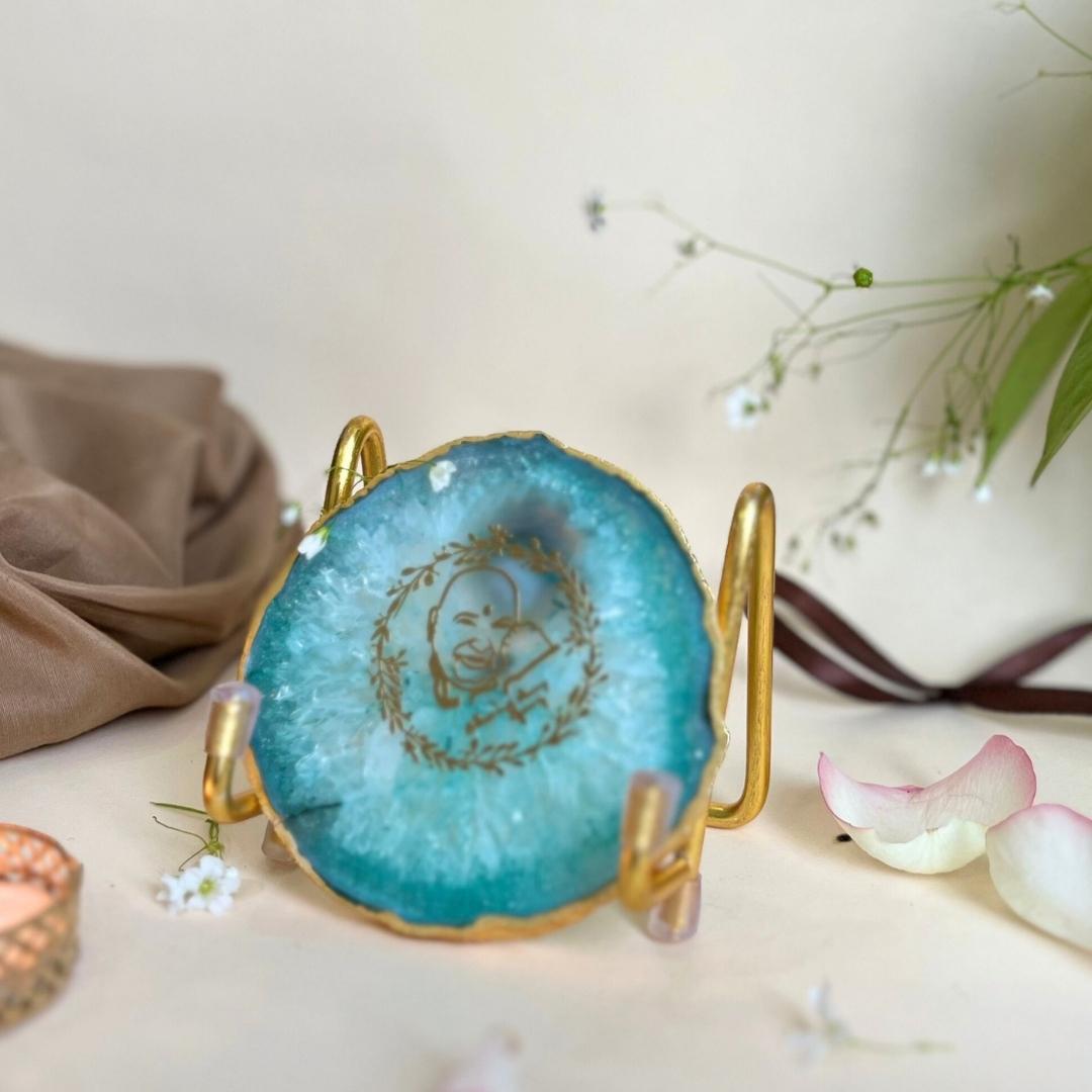 Guru Ji Crystal Agate Metal Frame