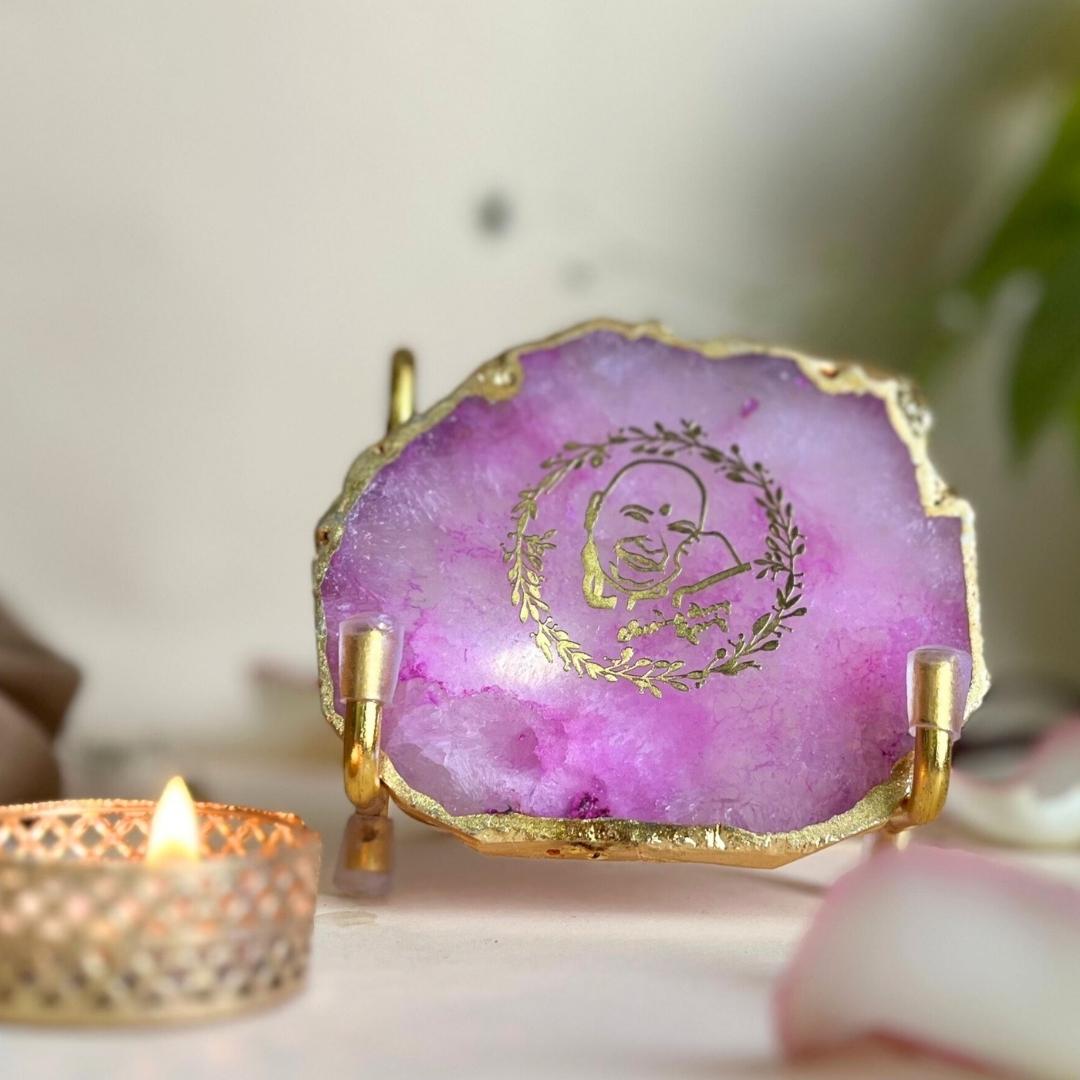 Guru Ji Crystal Agate Metal Frame