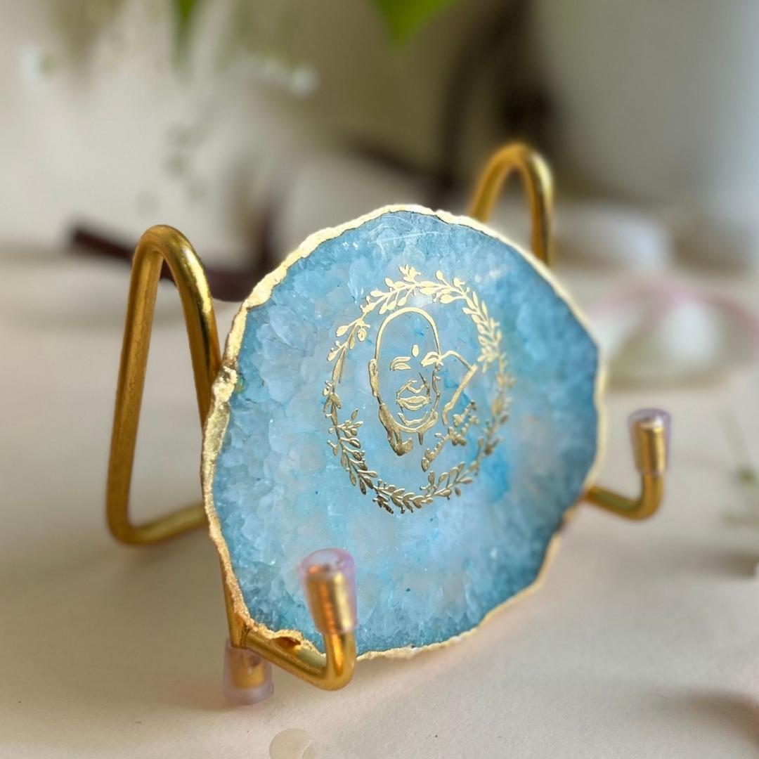 Guru Ji Crystal Agate Metal Frame
