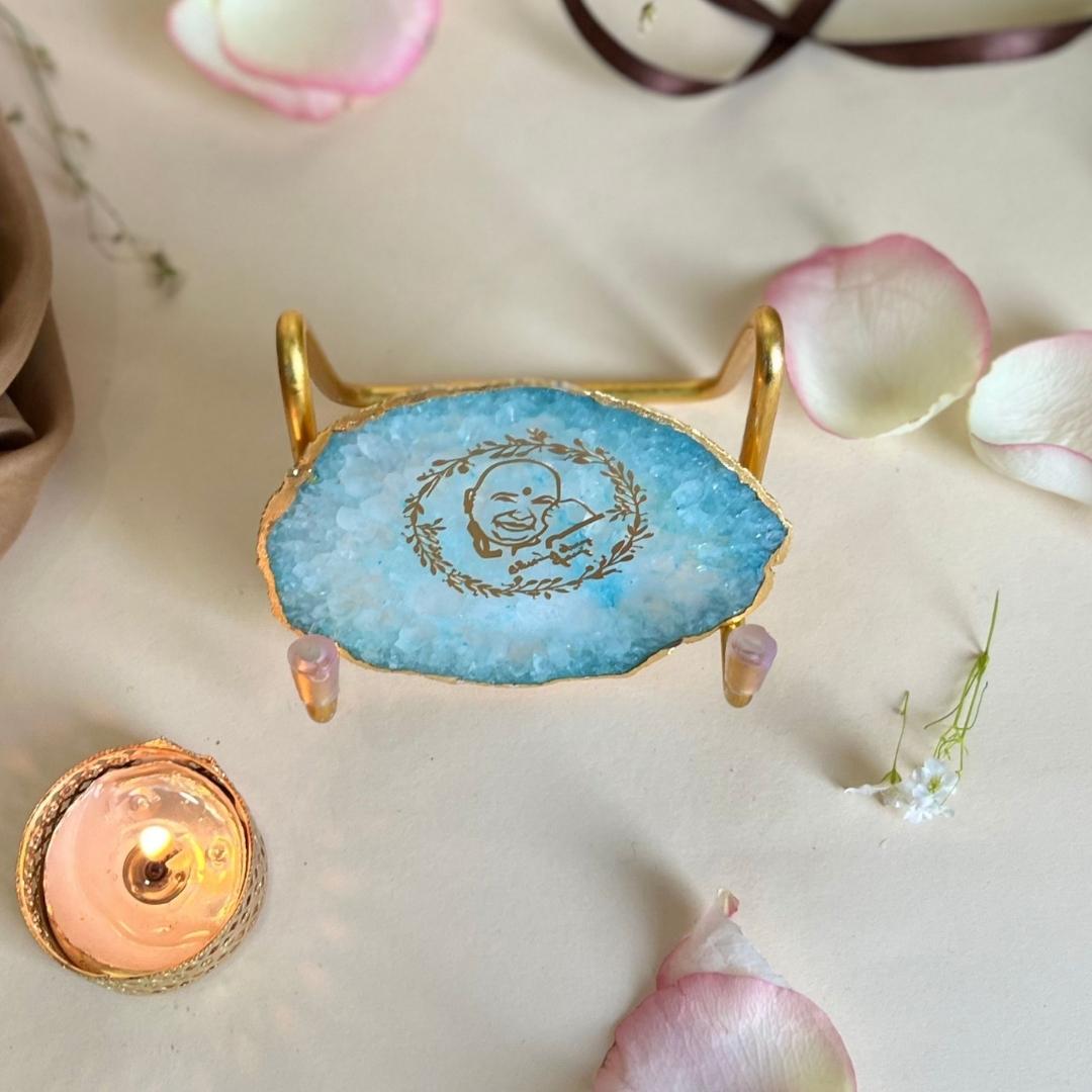 Guru Ji Crystal Agate Metal Frame