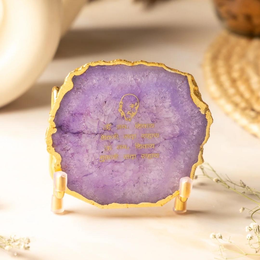 Guru Ji Crystal Agate Metal Mantra Frame
