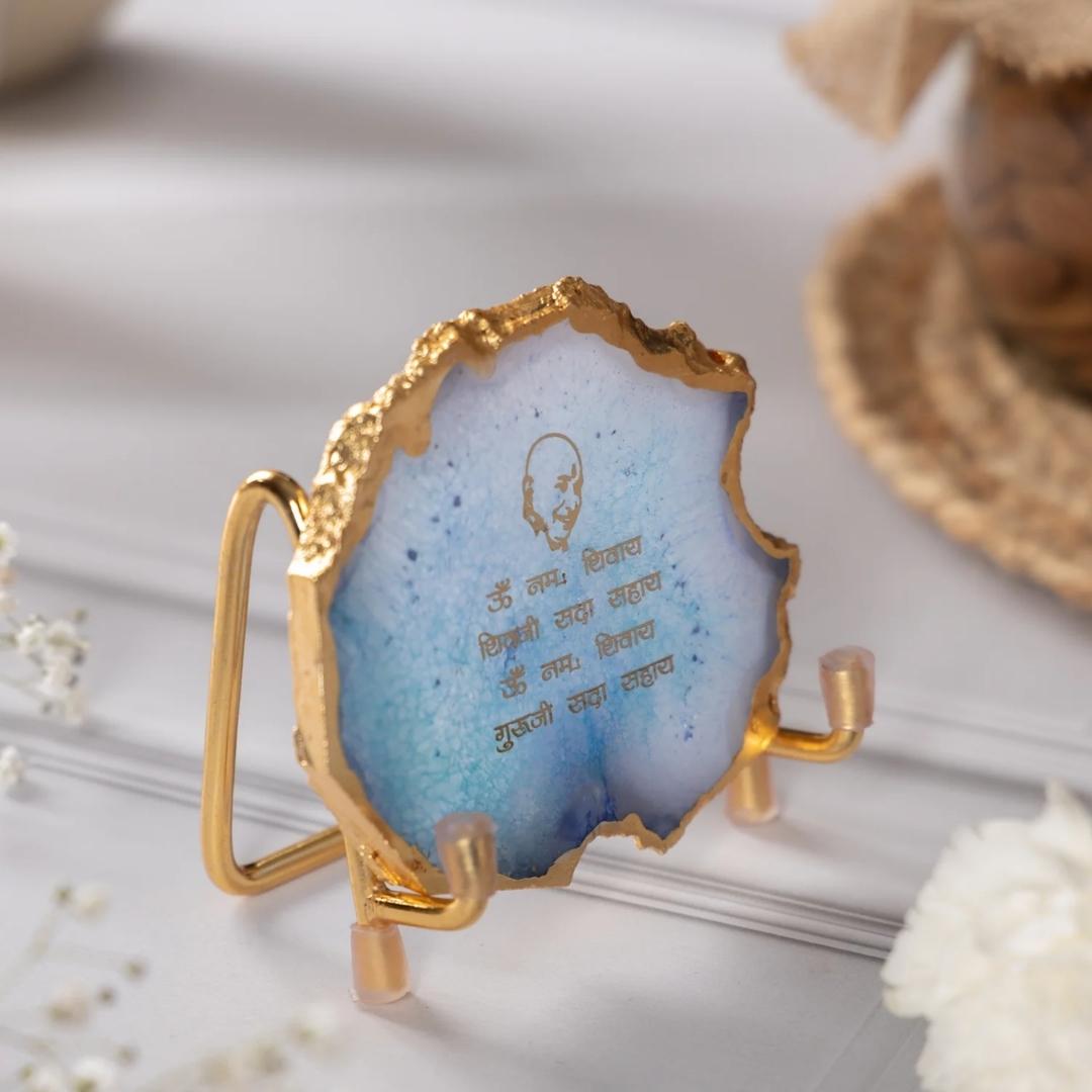 Guru Ji Crystal Agate Metal Mantra Frame