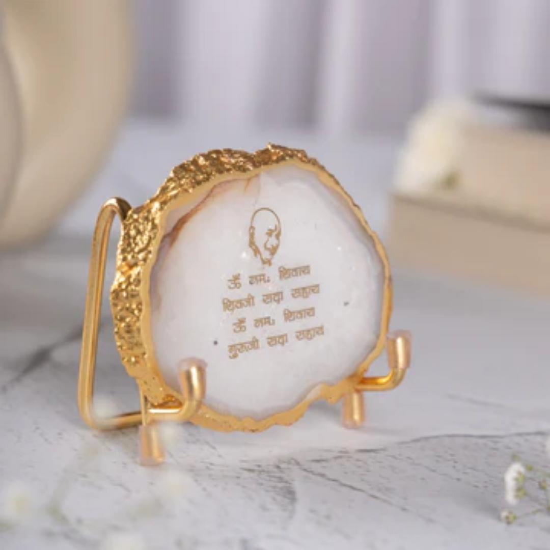 Guru Ji Crystal Agate Metal Mantra Frame