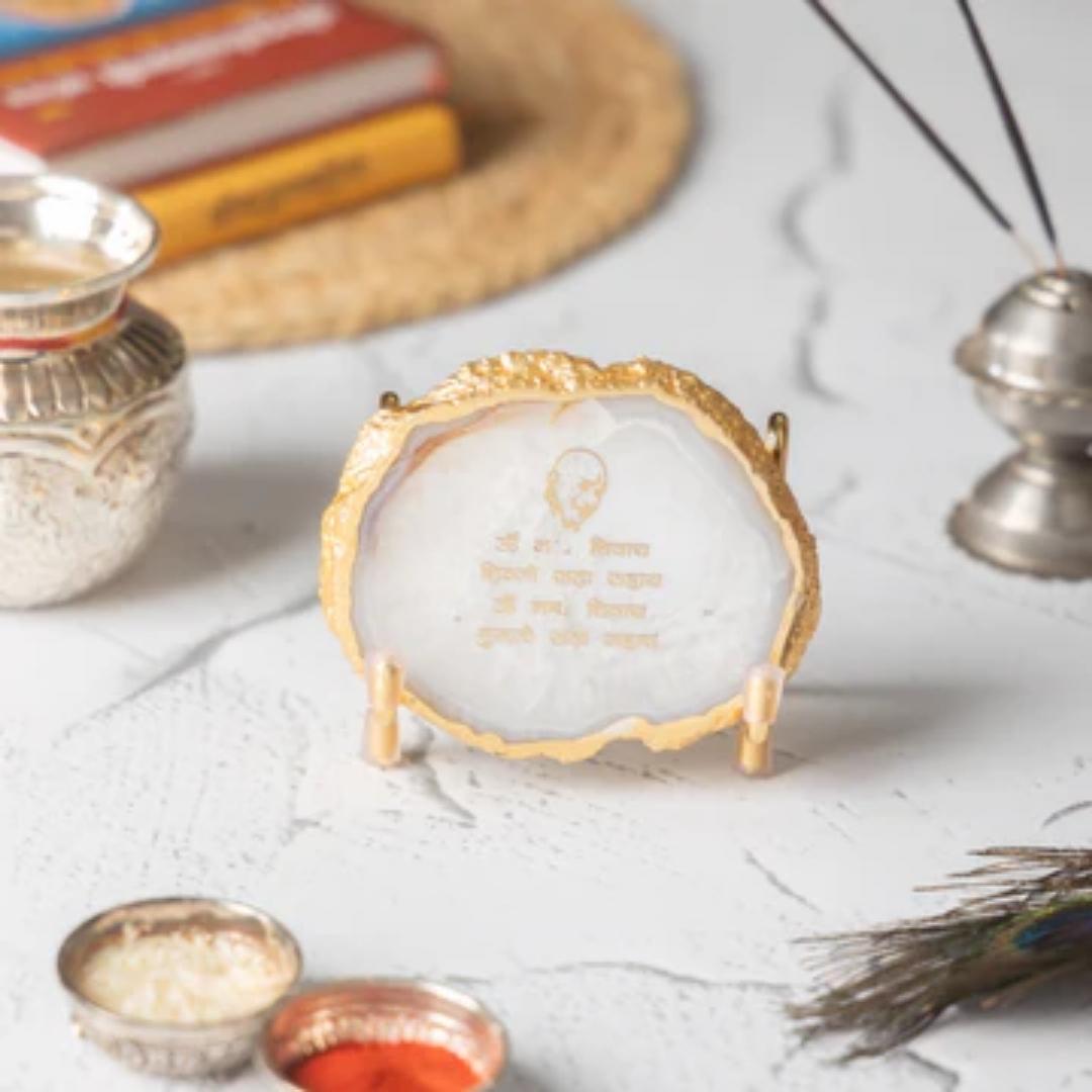 Guru Ji Crystal Agate Metal Mantra Frame
