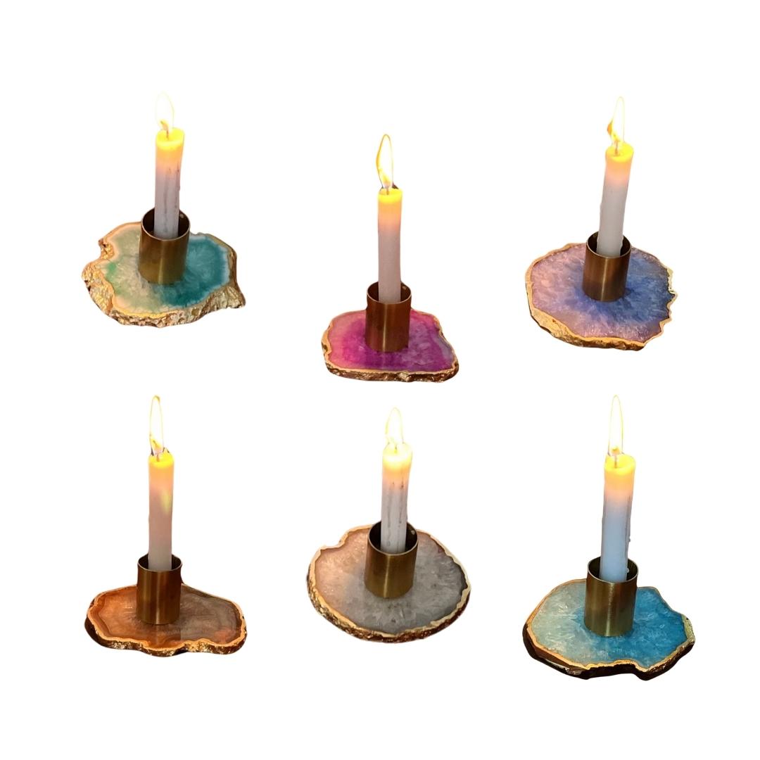 Crystal Agate Candle Holders in multiple color options