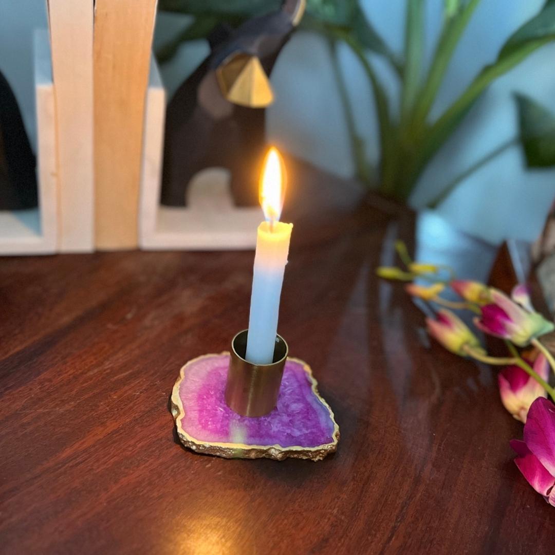 Crystal Agate Candle Holders in multiple color options