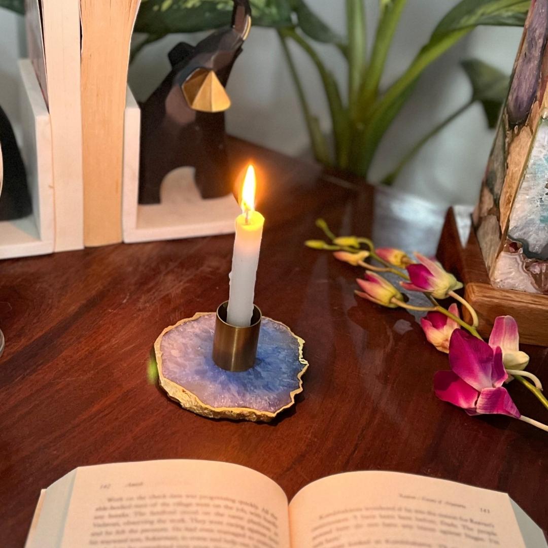 Crystal Agate Candle Holders in multiple color options