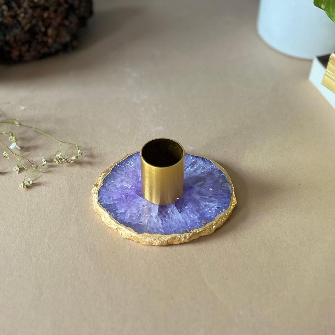 Crystal Agate Candle Holders in multiple color options