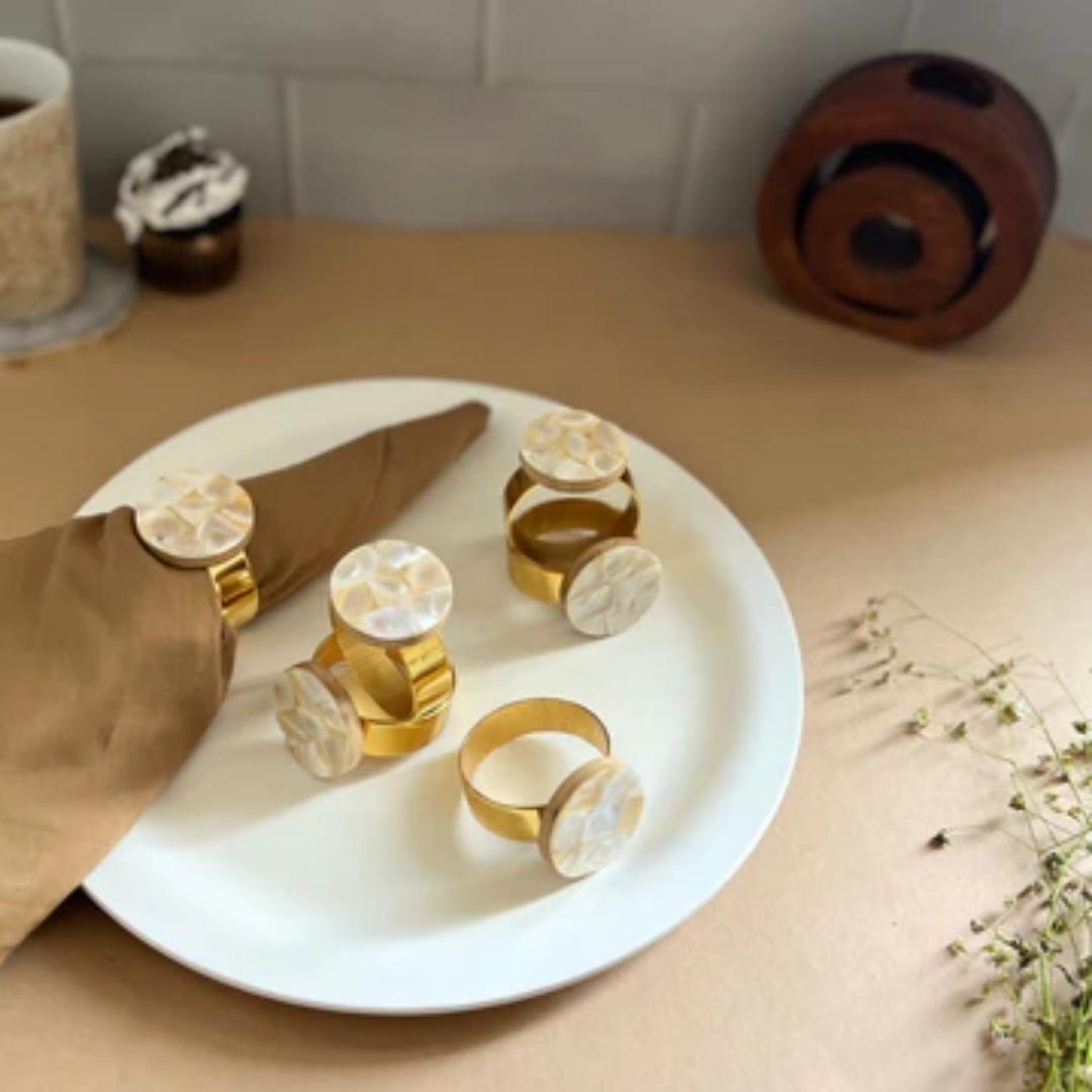 Mother of Pearl Napkin Holders Round