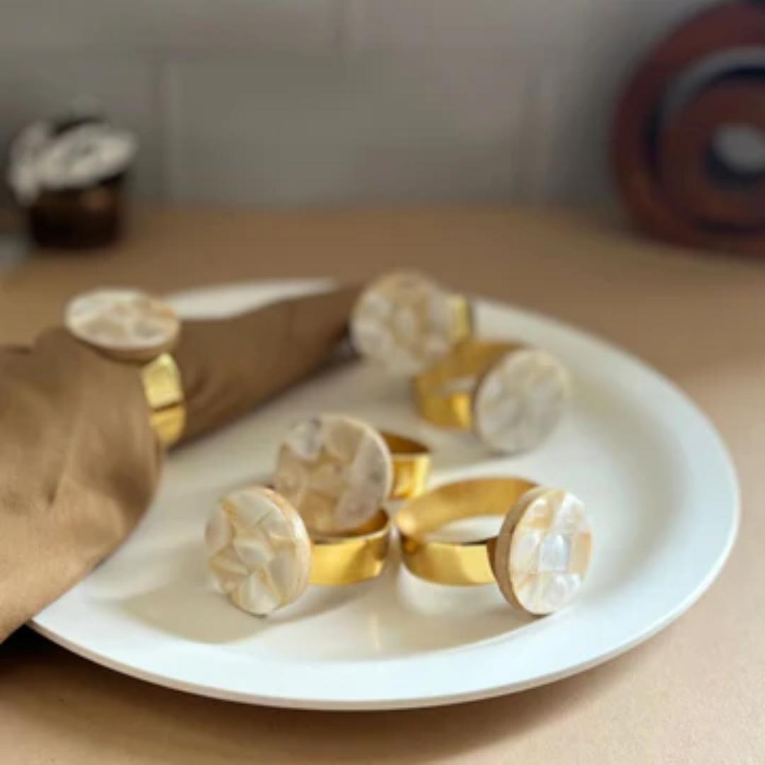 Mother of Pearl Napkin Holders Round