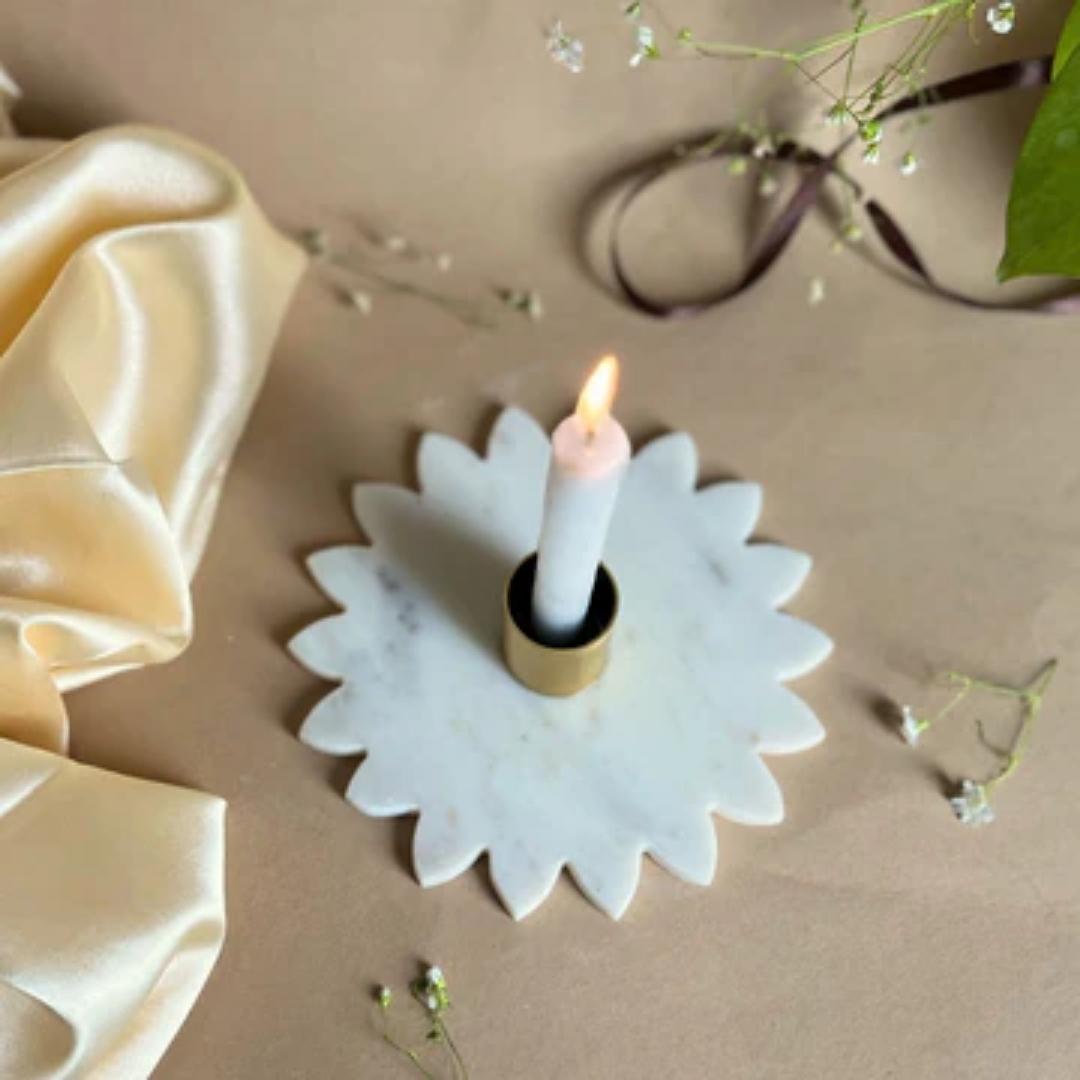 Marble Sunflower Shape Candle Holder