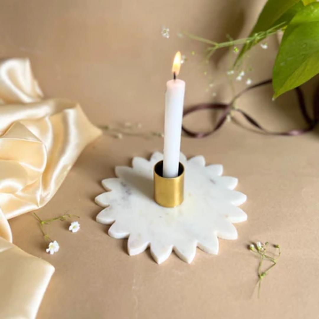 Marble Sunflower Shape Candle Holder