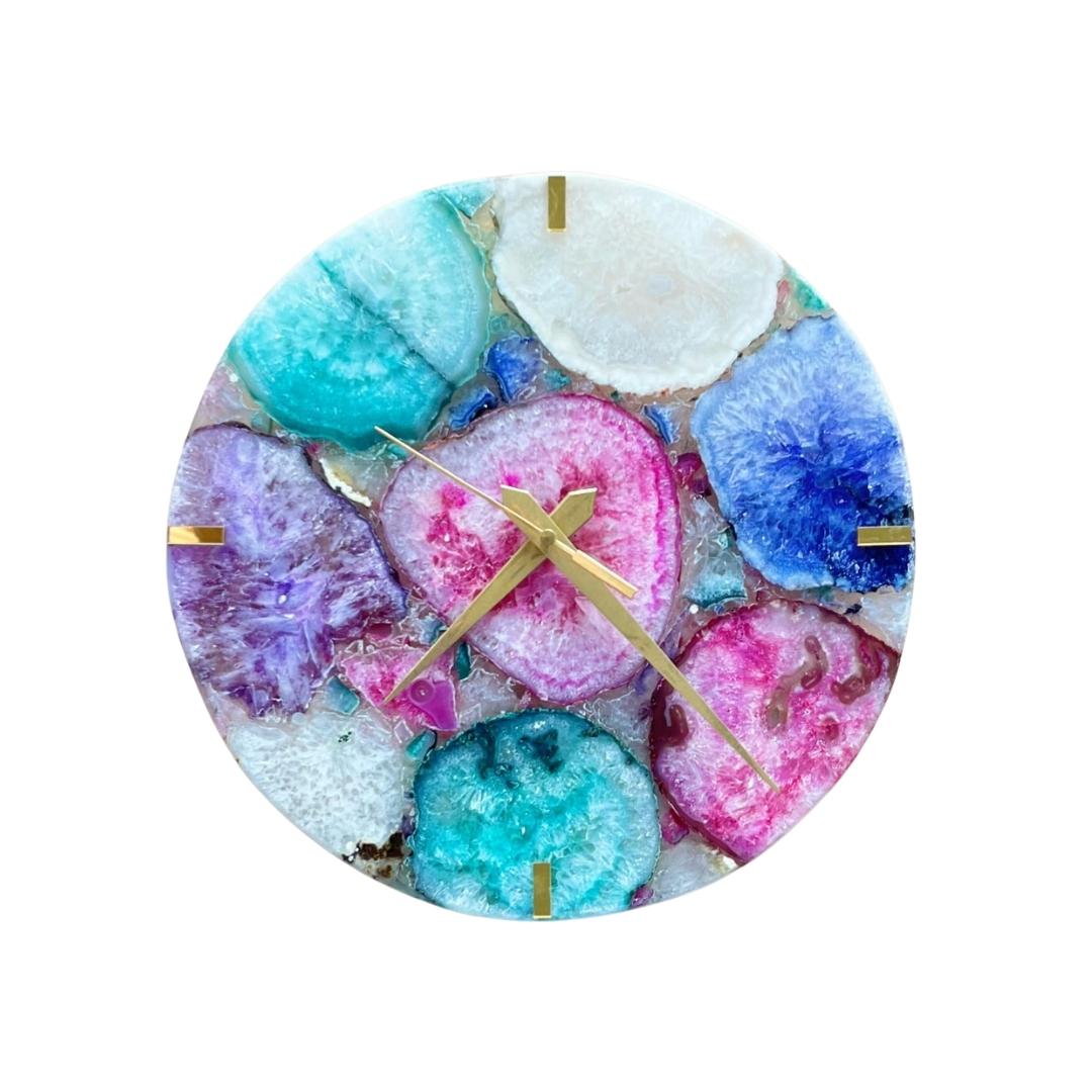 Multicolor Crystal Agate Wall Clock
