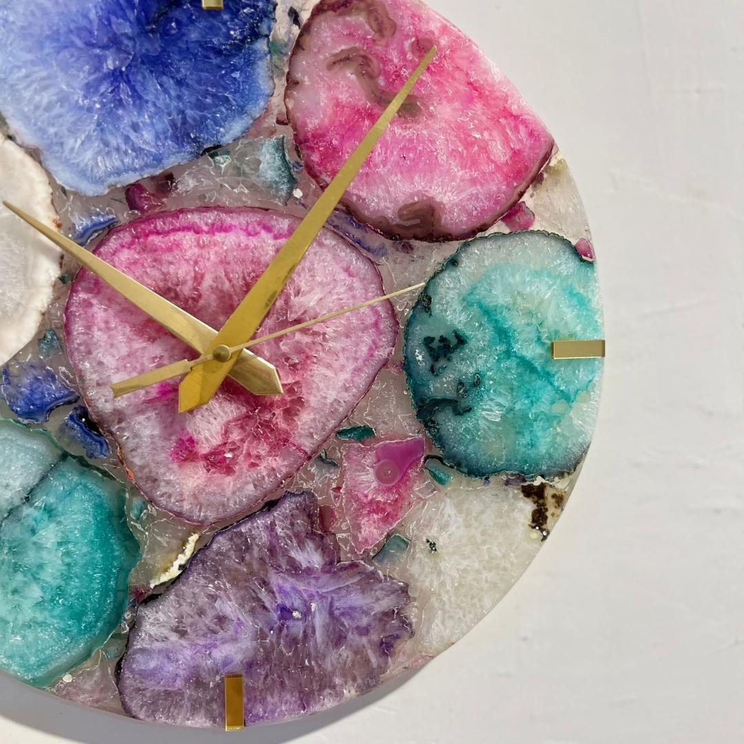 Multicolor Crystal Agate Wall Clock