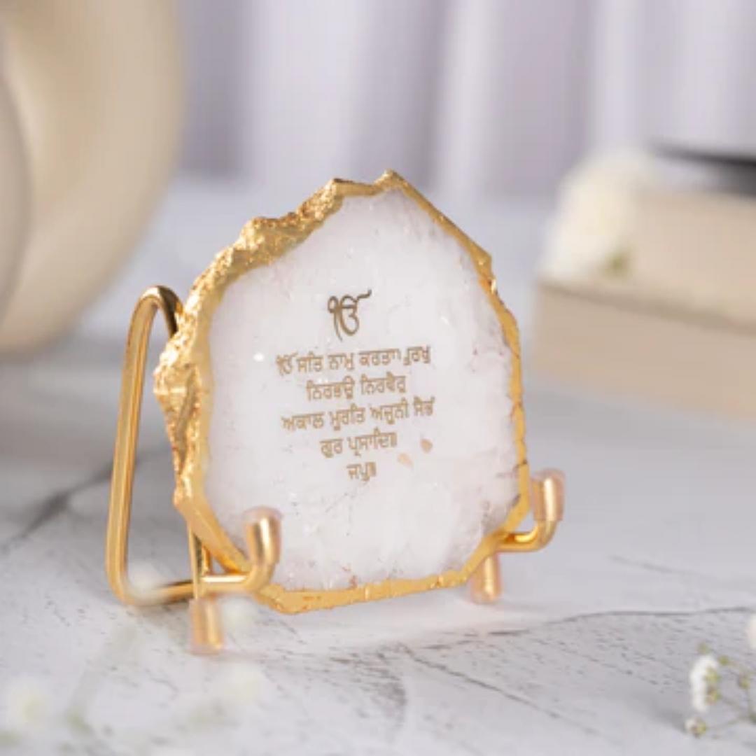 Ik Onkar Mantra Crystal Agate Metal Frame