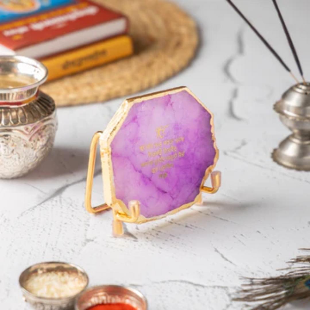 Ik Onkar Mantra Crystal Agate Metal Frame