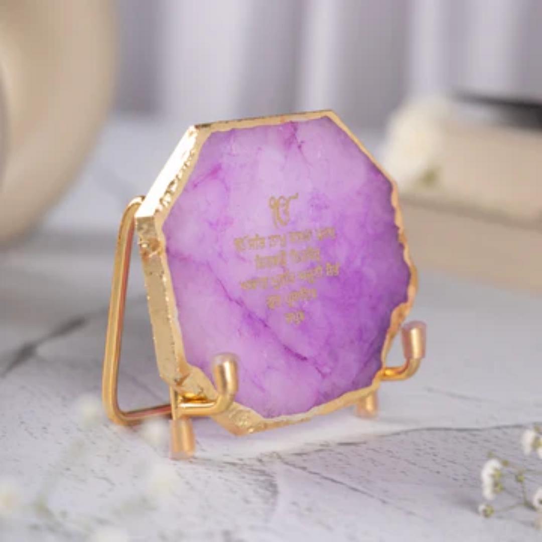 Ik Onkar Mantra Crystal Agate Metal Frame