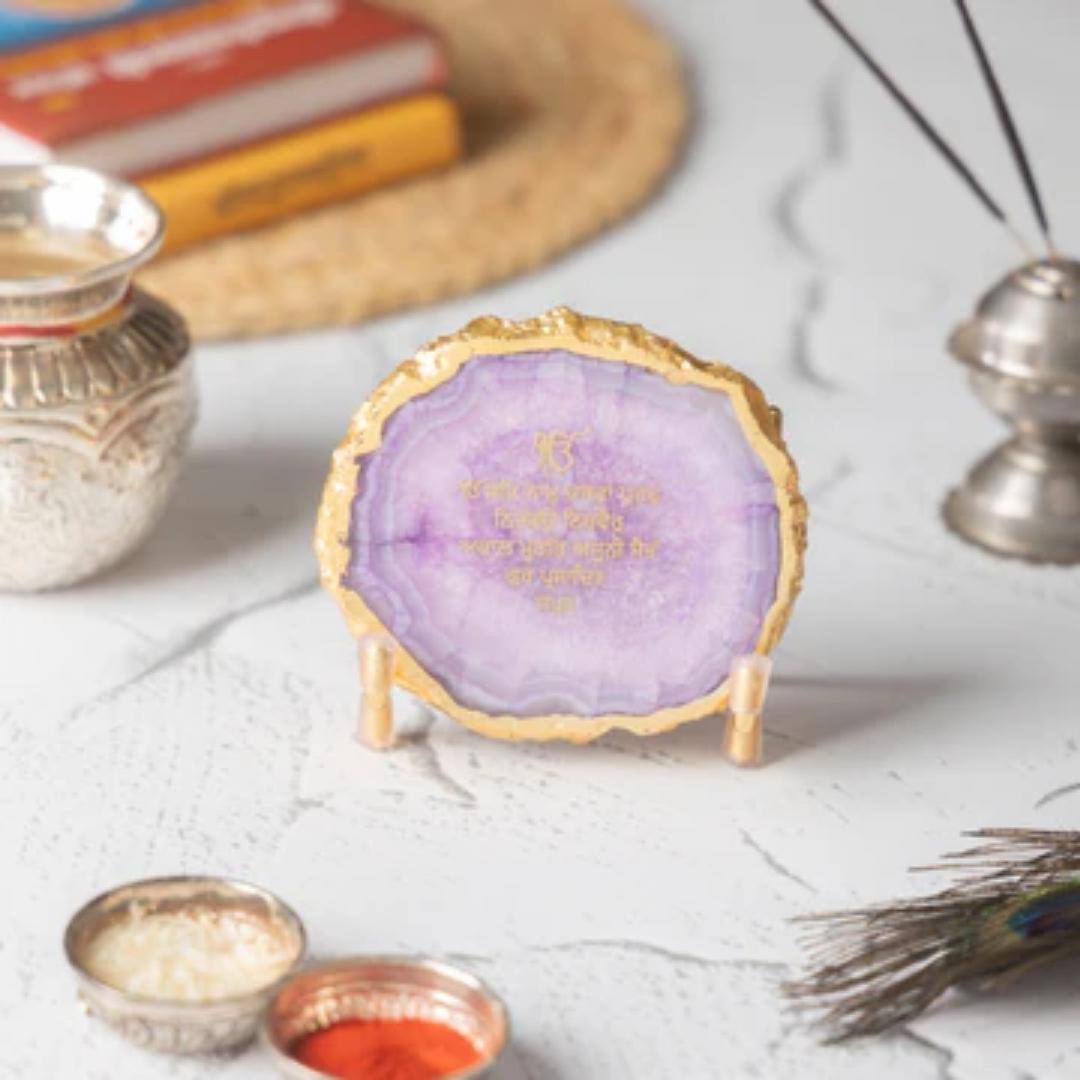 Ik Onkar Mantra Crystal Agate Metal Frame