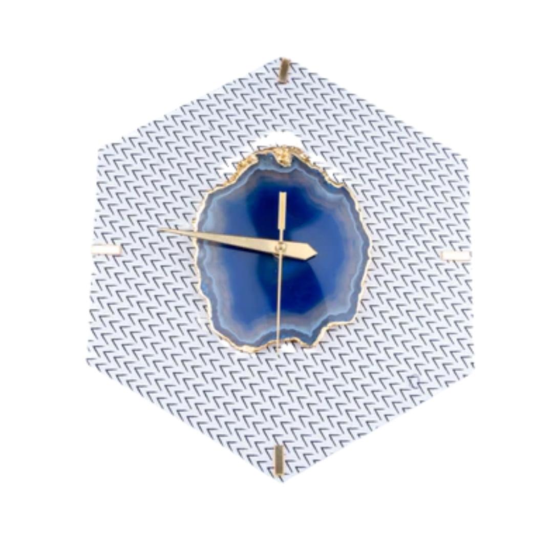 Arrow Pattern base Blue Crystal Agate Wall Clock
