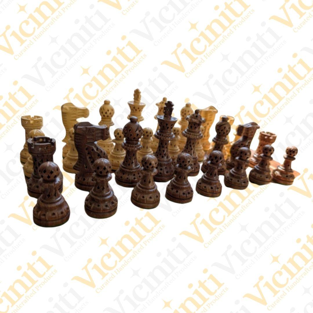 Zali Cut Handcrafted Wooden Chess Set Board Game