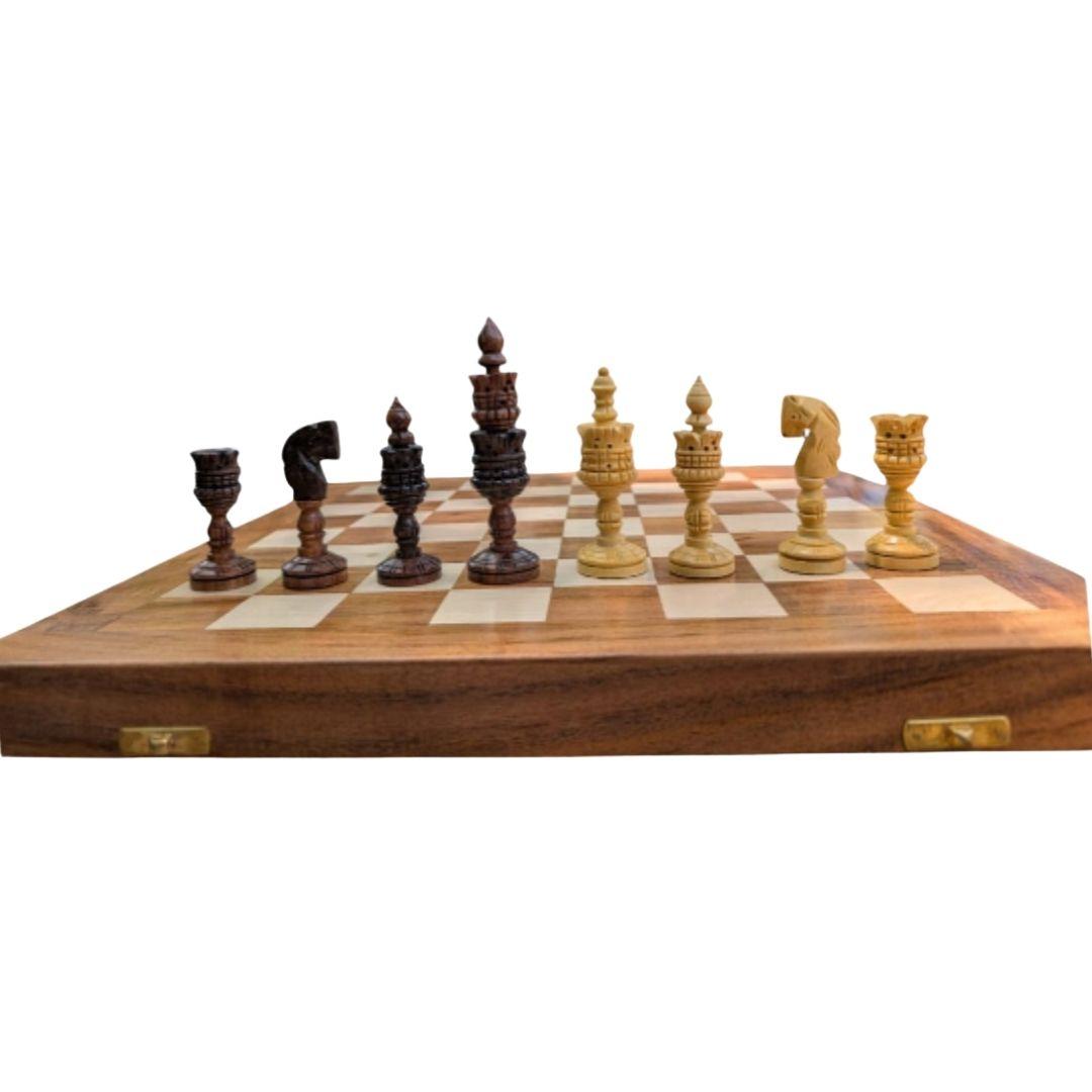 Lotus Theme Wooden Handcrafted Chess Set Board Game