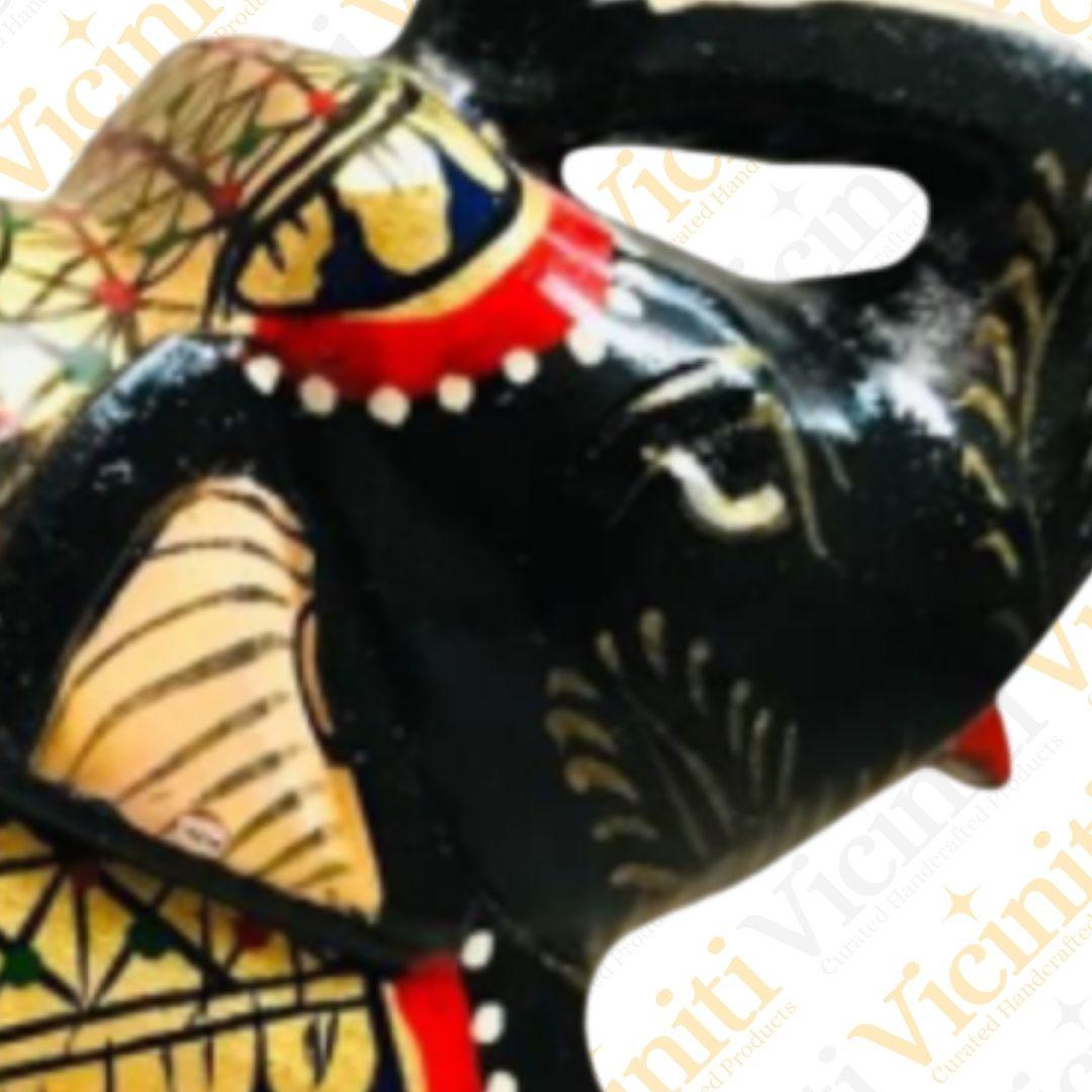 Gold Embellished Handcrafted Wooden Elephant Showpiece
