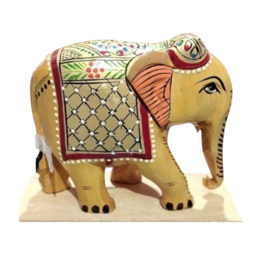 Gold Embellished Light Wood Handcrafted Showpiece