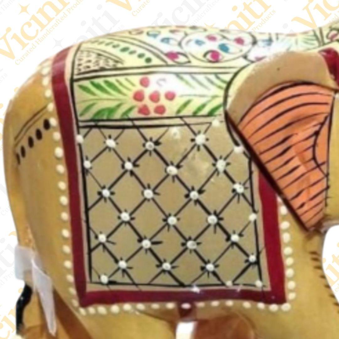 Gold Embellished Light Wood Handcrafted Showpiece