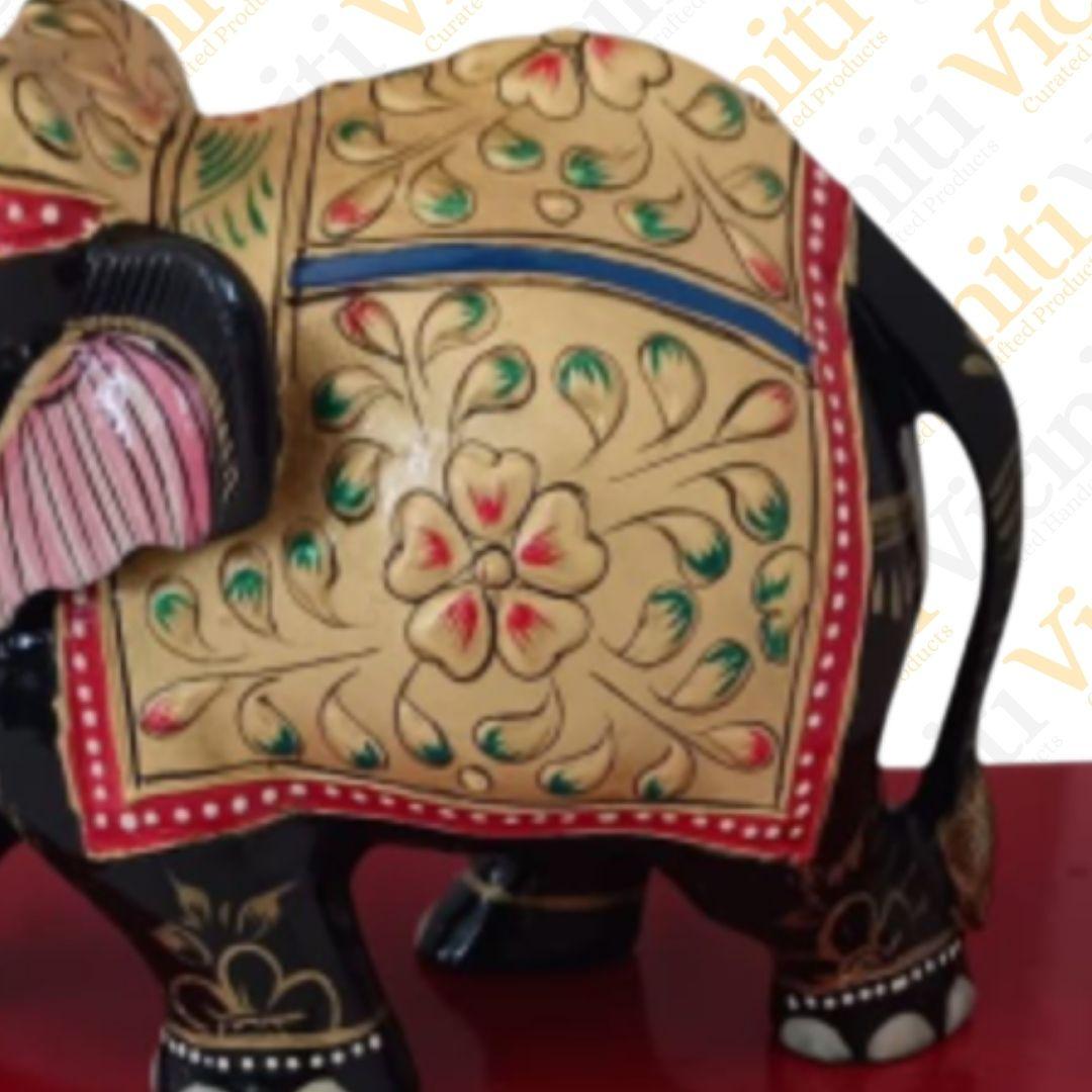 Full Gold Leaf Cloth Embellished elephant with base handcrafted wooden showpiece