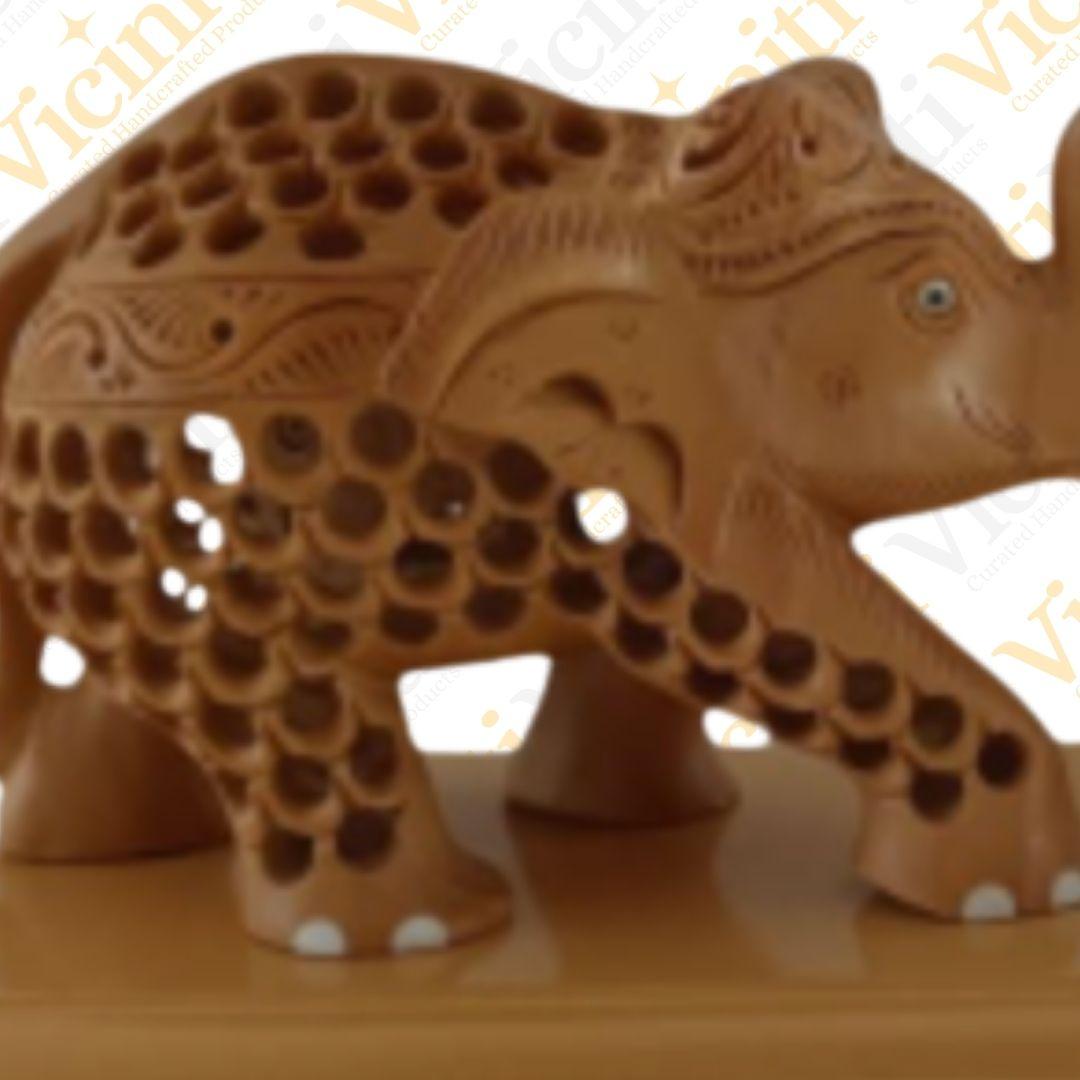 Twin Lovers Undercut carving design elephants showpiece