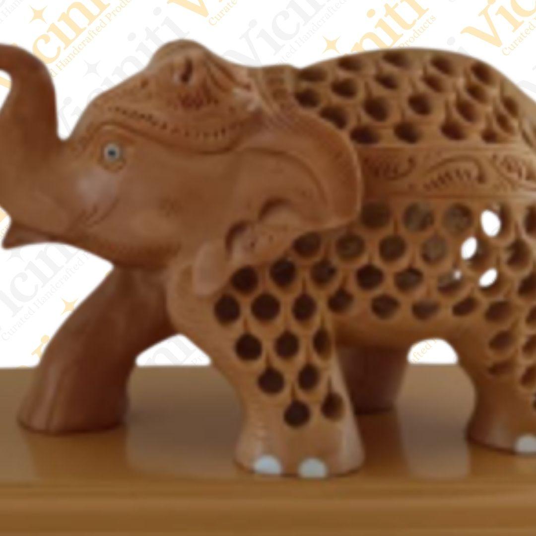 Twin Lovers Undercut carving design elephants showpiece