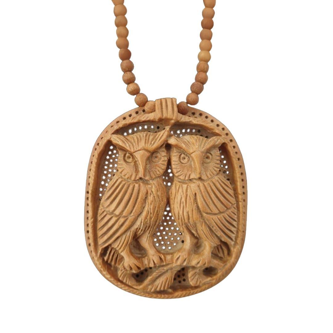 The Owl Lovers Wooden Hand carved necklace