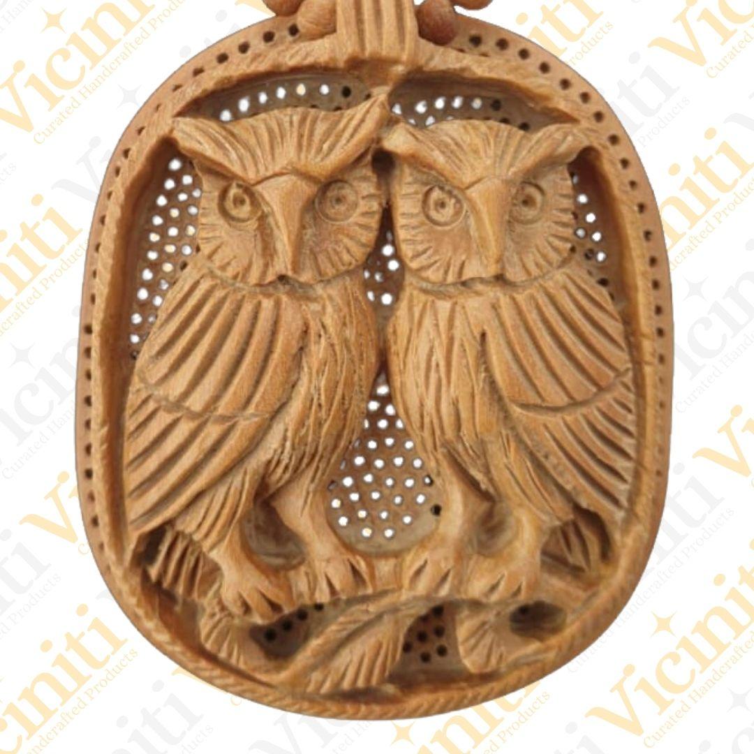 The Owl Lovers Wooden Hand carved necklace