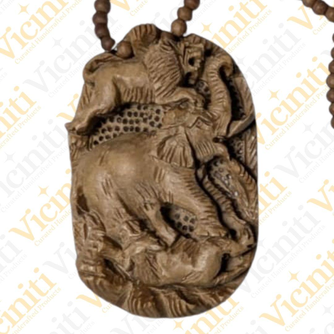 The Wild Hunt Wooden Hand Carved Necklace