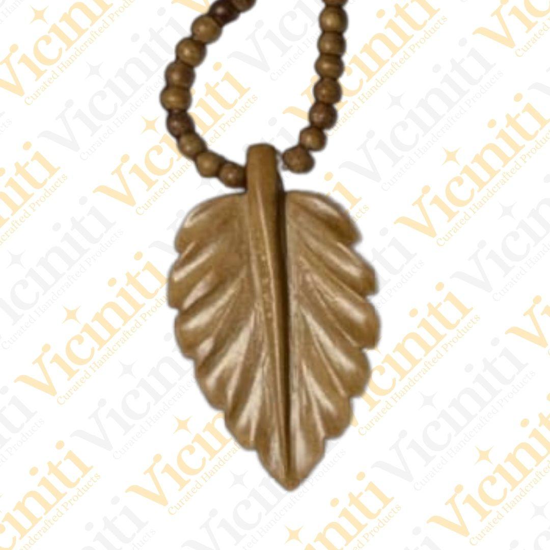 Rose Leaf Wooden hand carved necklace