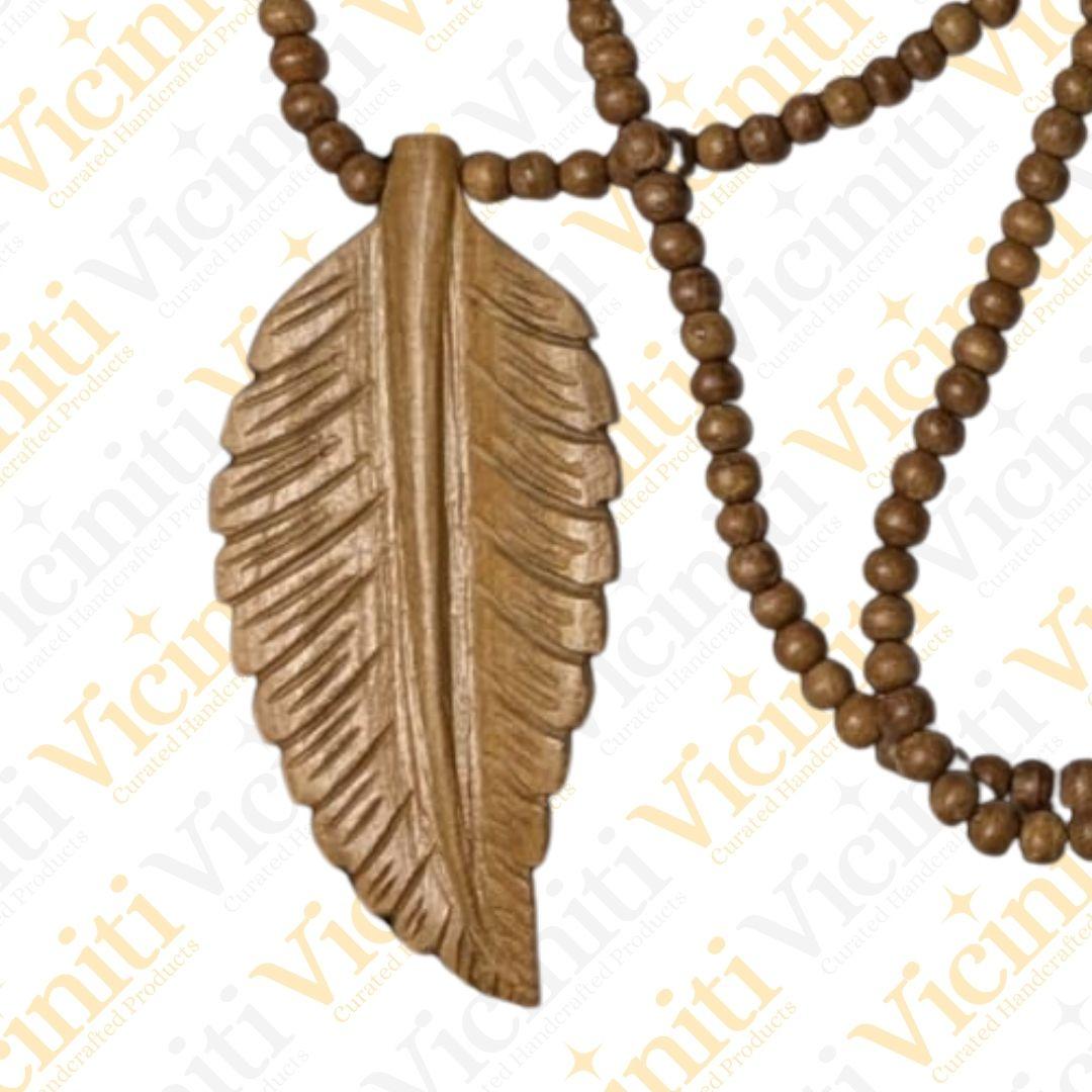Neem Leaf Wooden hand carved necklace