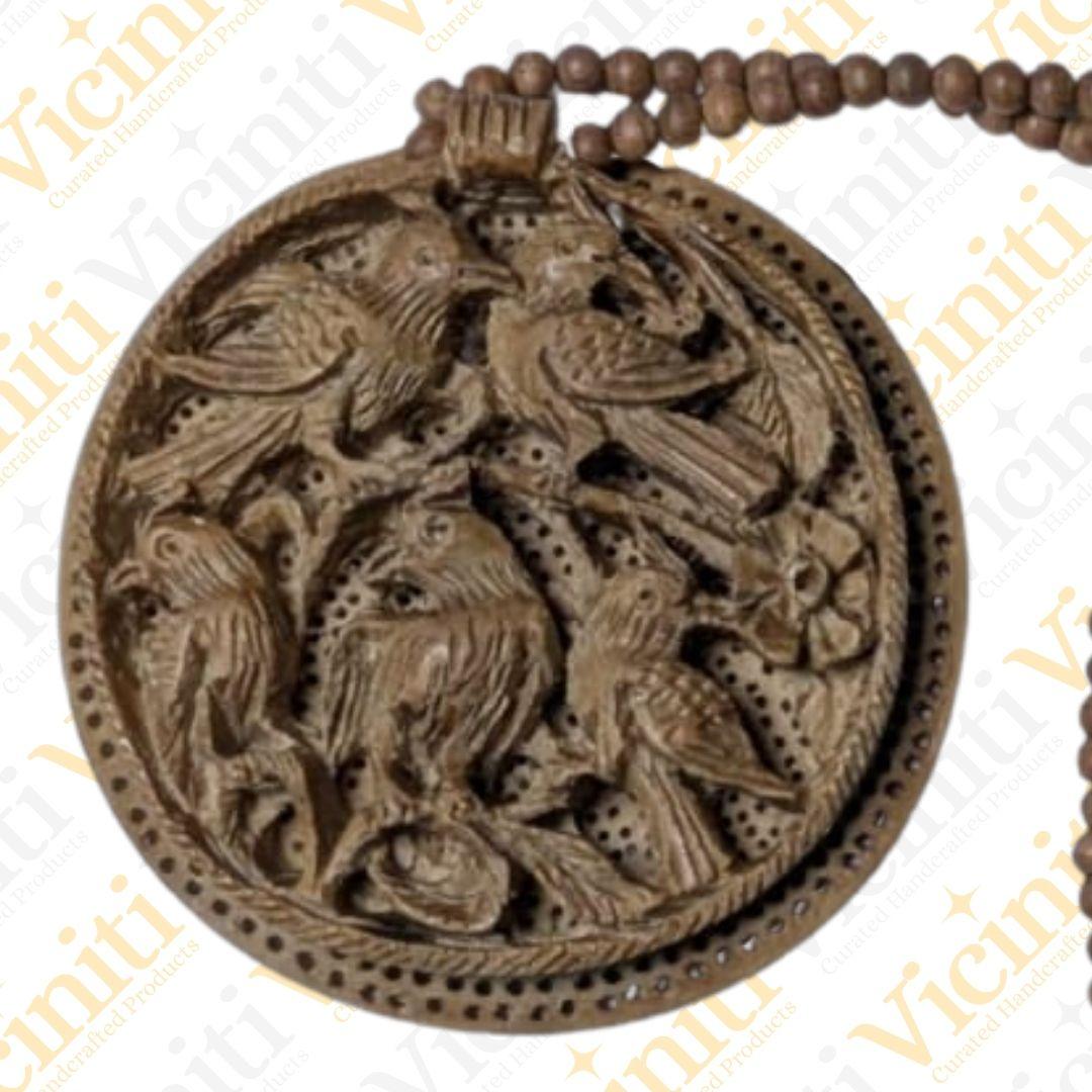 Birds of paradise Wooden hand carved necklace