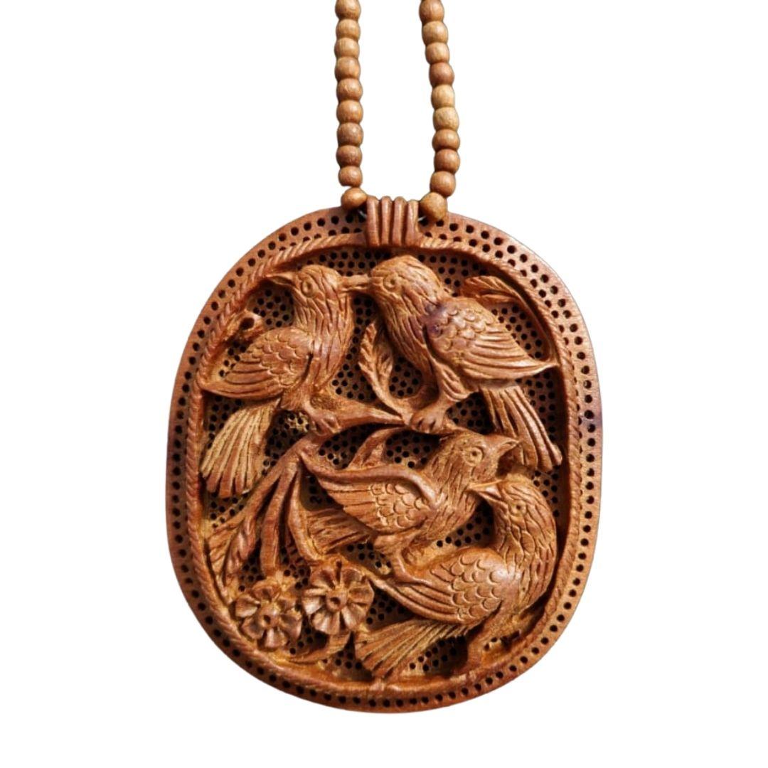 Amazonian Birds Hand Carved Wooden Necklace