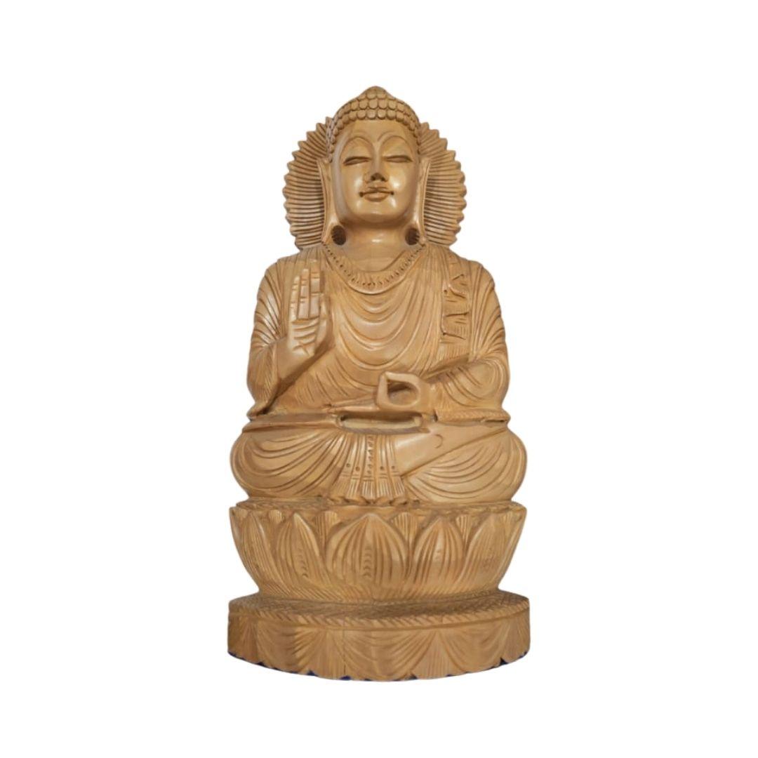 Lord Buddha Wooden Hand carved Idol Statue Murti