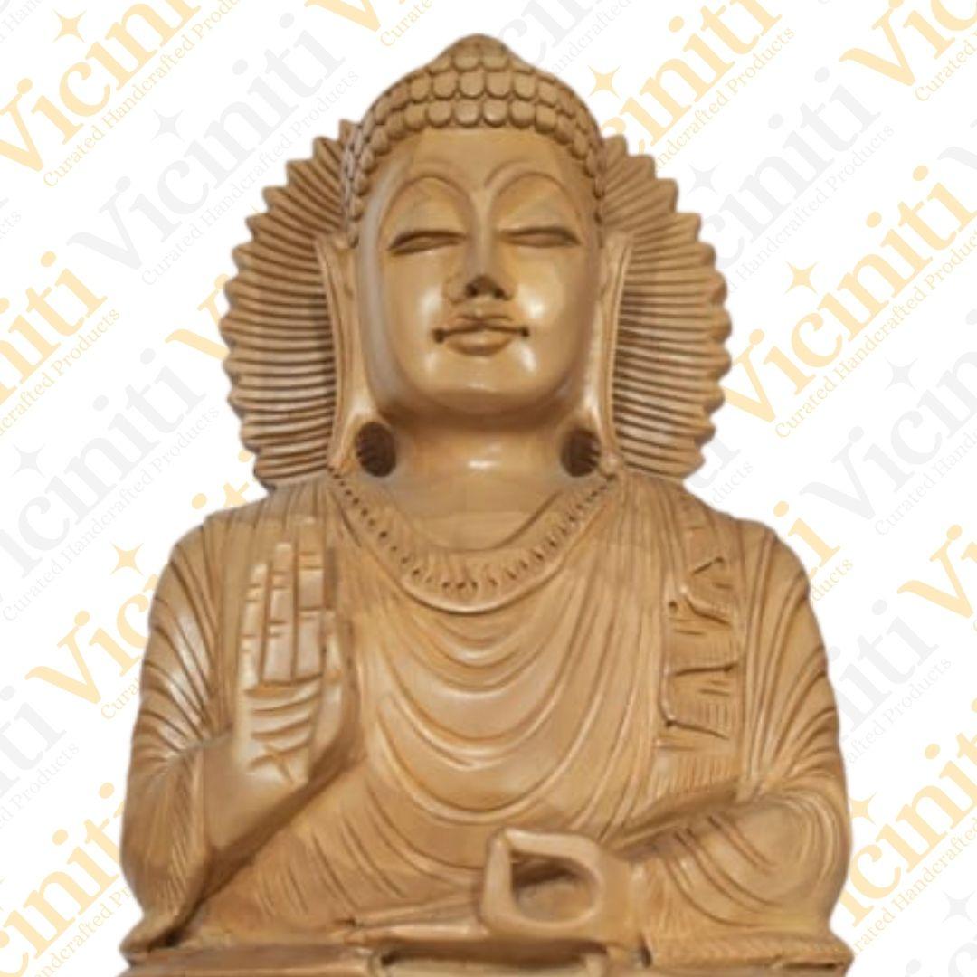 Lord Buddha Wooden Hand carved Idol Statue Murti