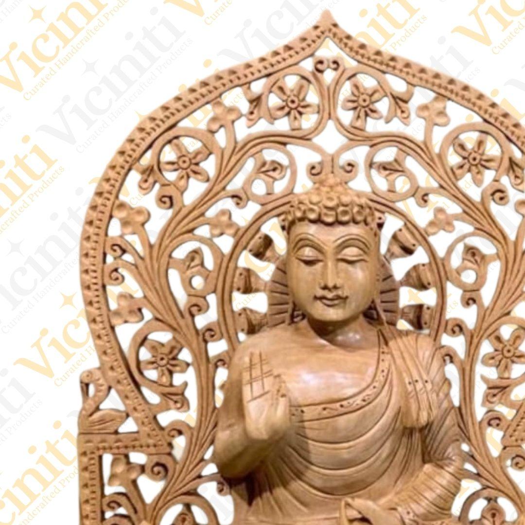 On throne hand carved wooden showpiece idol statue murti